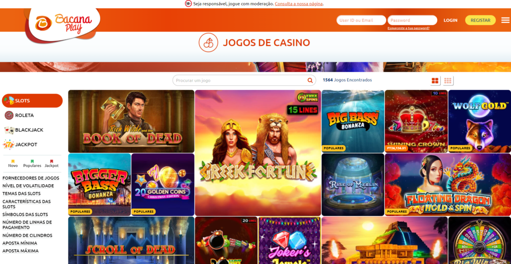 Jogos de Casino e Slots Online em Bacanaplay
