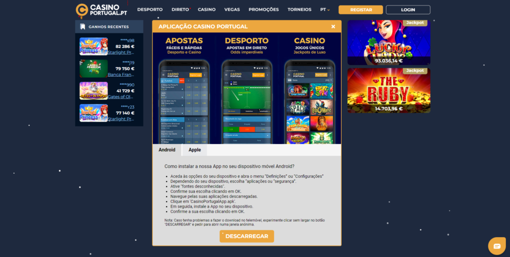 Casino Móvel no Casino Portugal: Site e Aplicativo